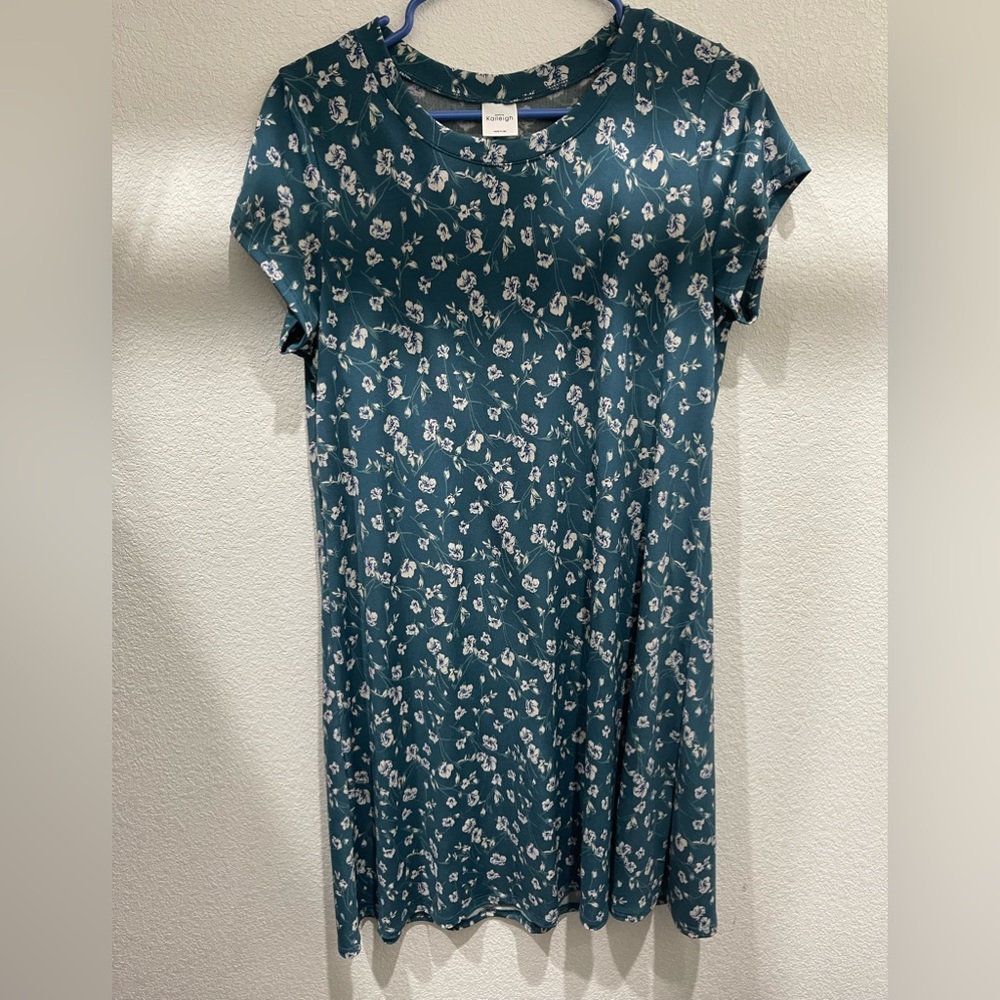 Kaileigh Teal Floral Print Dress